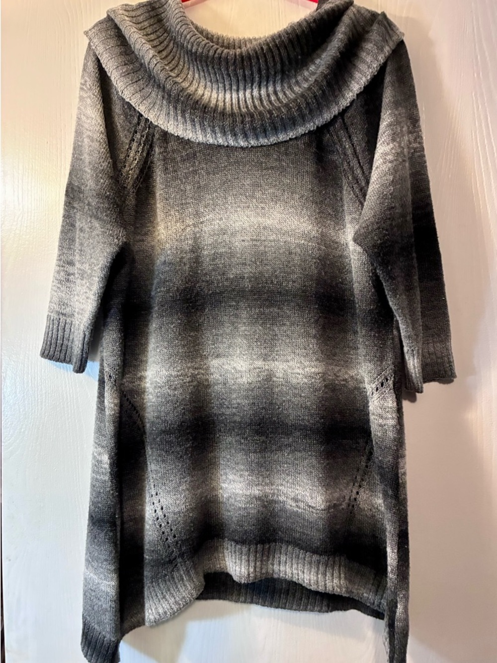 Sag Harbor Grey Ombre Cowl Neck Sweater